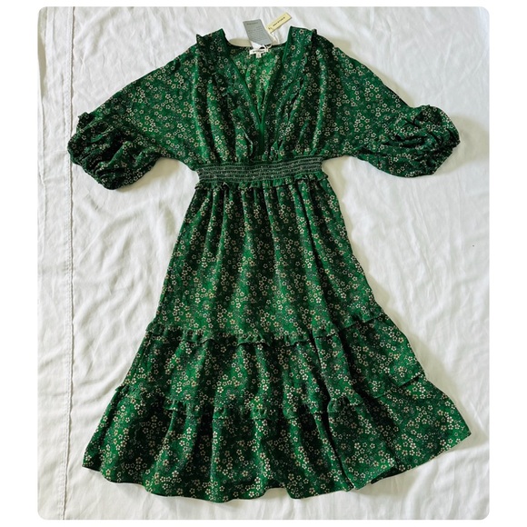 ★ NWT Max Studio V-Neck Empire Waist Dress - Green ★ - Picture 4 of 17
